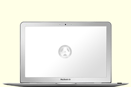 Opengeklapte Macbook Air met google op het scherm